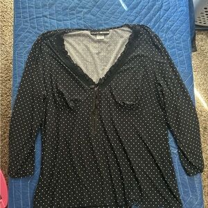 Studio Black and White Polka Dot Blouse